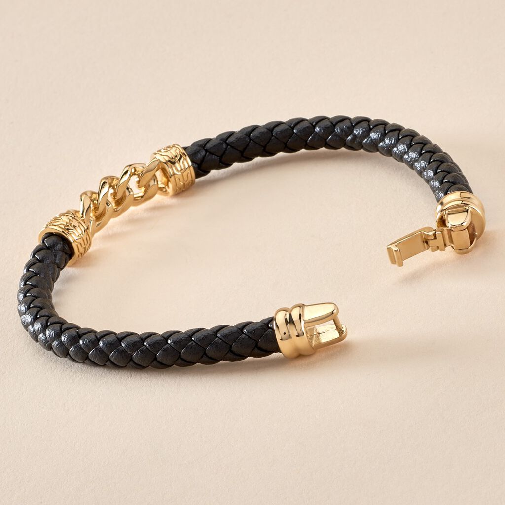 Bracelet Plaque Poitrine Fond Anglais En Cuir Noir Et Raccords Laiton - Équitation