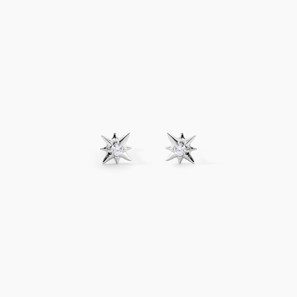 Boucles D'oreilles Puces Semira Argent Blanc Oxyde De Zirconium - Boucles d'oreilles empierr&eacute;es Femme | Histoire d&rsquo;Or