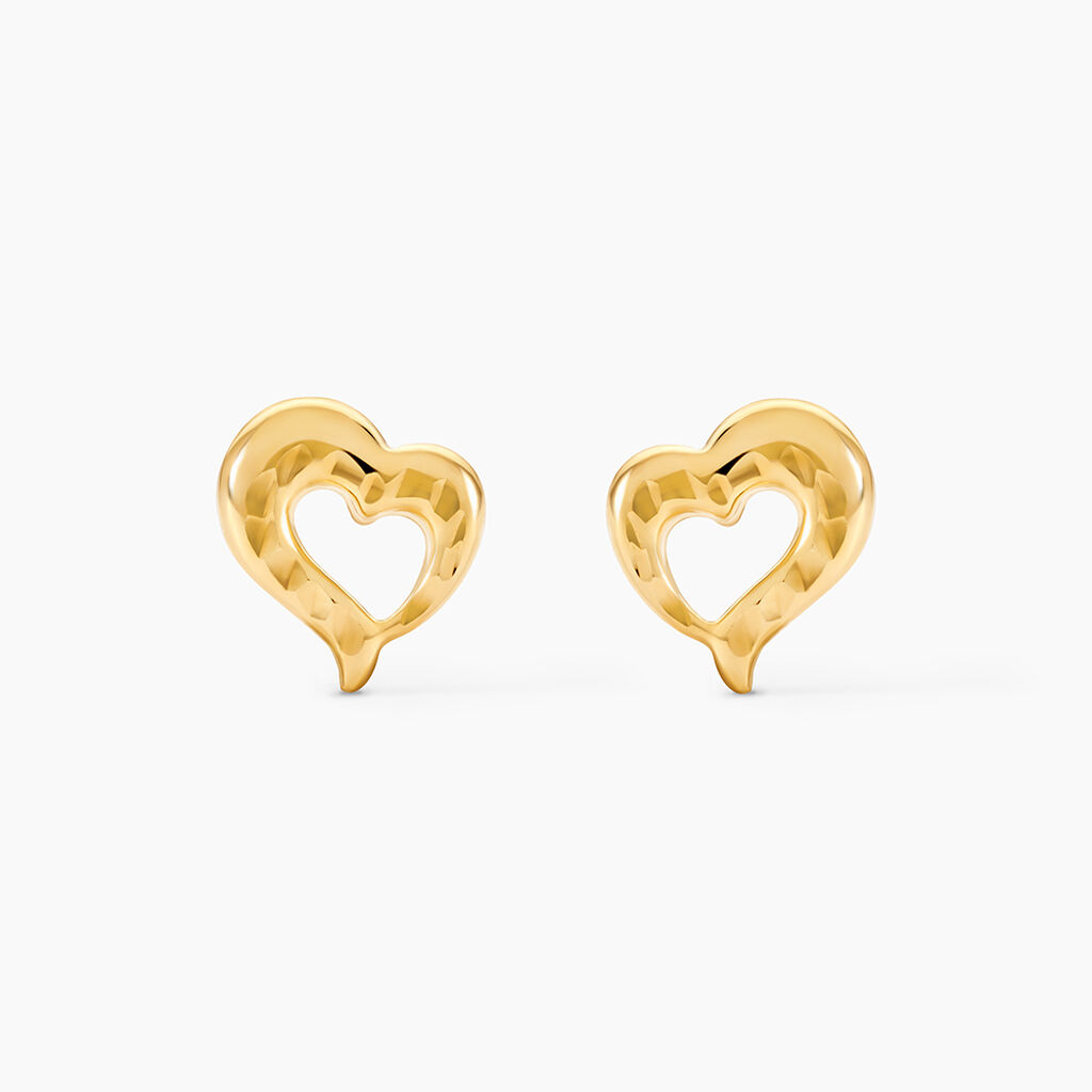 Boucles D'oreilles Puces Anne-maudae Coeurs Or Jaune - Clous d'oreilles Femme | Histoire d&rsquo;Or