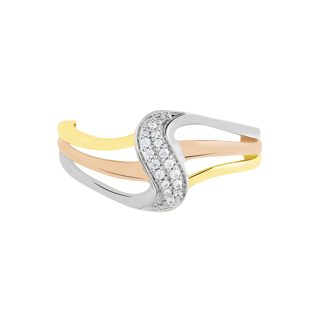 Bague Or Tricolore Dionyse Oxydes De Zirconium - Bagues avec pierre Femme | Histoire d’Or