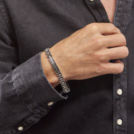 Bracelet Identite Acier Blanc Et Noir Blas - Bracelets fantaisie Homme | Histoire d’Or
