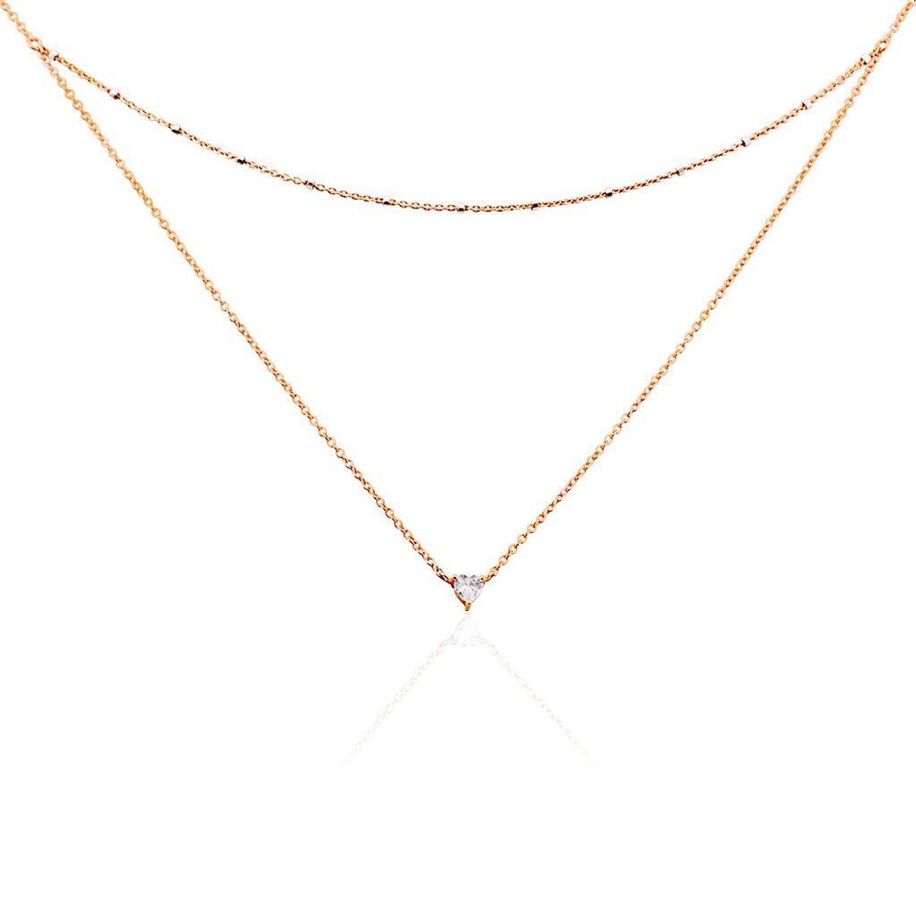 Collier Serres Argent Rose Oxyde De Zirconium - Colliers doubles et triples chaînes Femme | Histoire d’Or