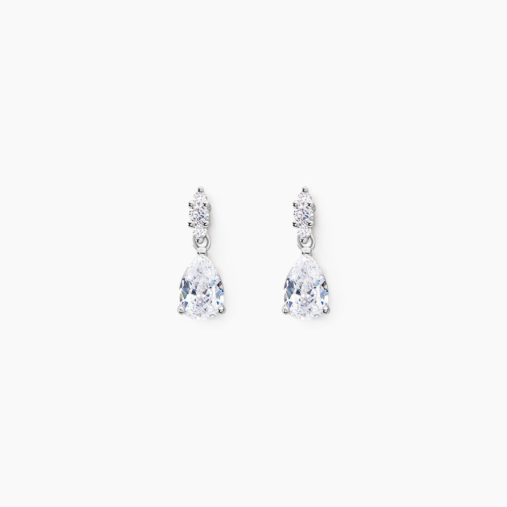 Boucles D'oreilles Pendantes Marie-helena Argent  Oxyde De Zirconium - Boucles d'oreilles fantaisie Femme | Histoire d’Or