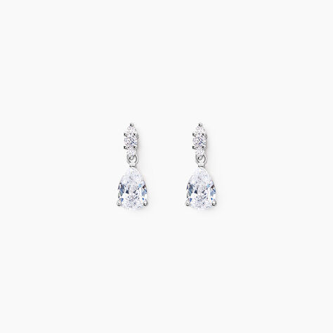 Boucles D'oreilles Pendantes Marie-helena Argent  Oxyde De Zirconium - Boucles d'oreilles fantaisie Femme | Histoire d’Or