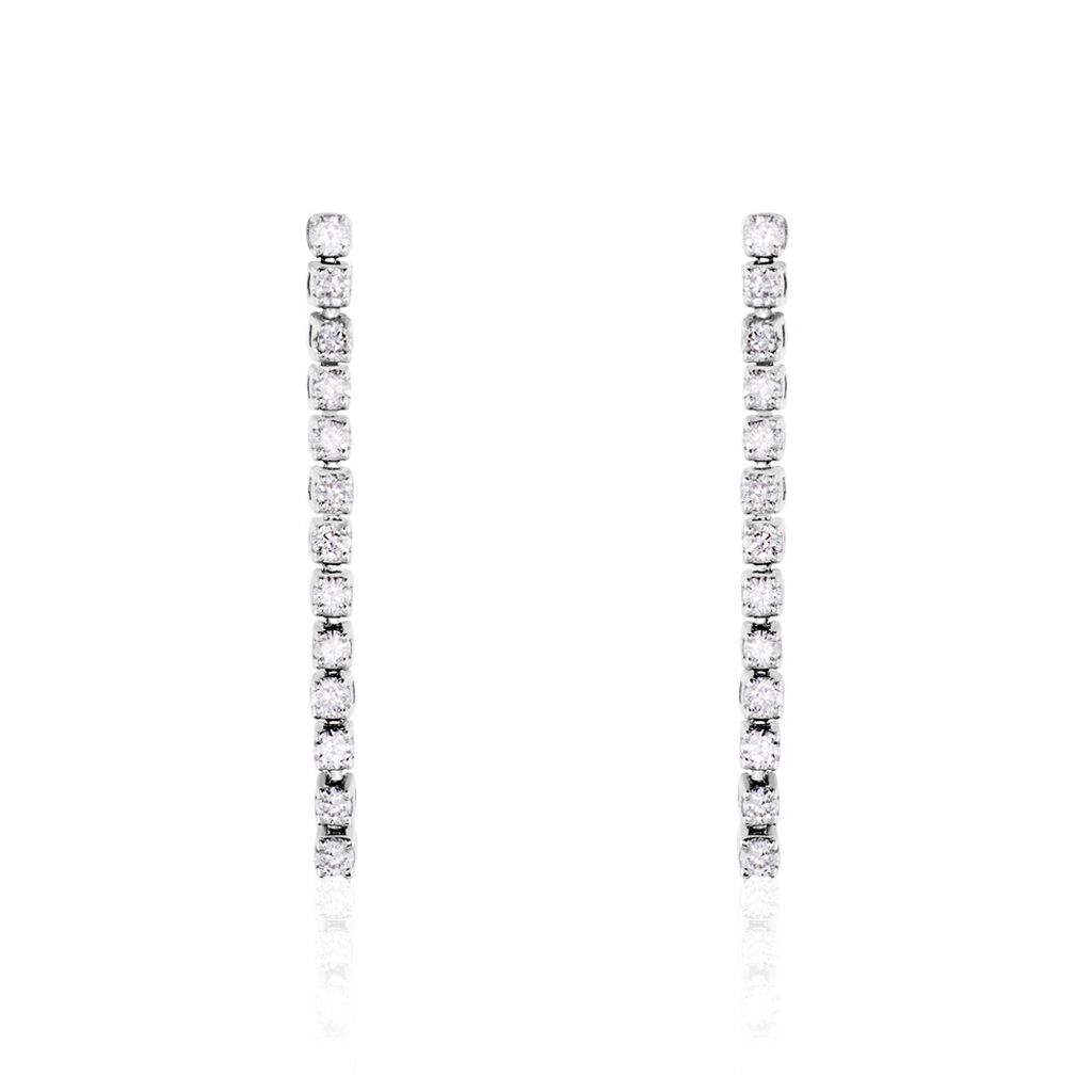 Boucles D'oreilles Pendantes Moscovado Or Blanc Diamant Synth&eacute;tique - Boucles d'oreilles pendantes Femme | Histoire d&rsquo;Or