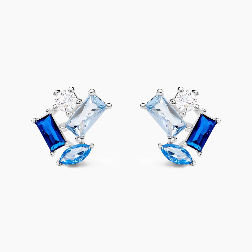 Boucles D'oreilles Puces Guillemette Argent Blanc Pierre D'imitation - Boucles d'oreilles fantaisie Femme | Histoire d’Or