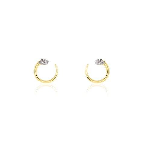 Boucles D'oreilles Puces Snake Or Jaune Diamant - Clous d'oreilles Femme | Histoire d&rsquo;Or