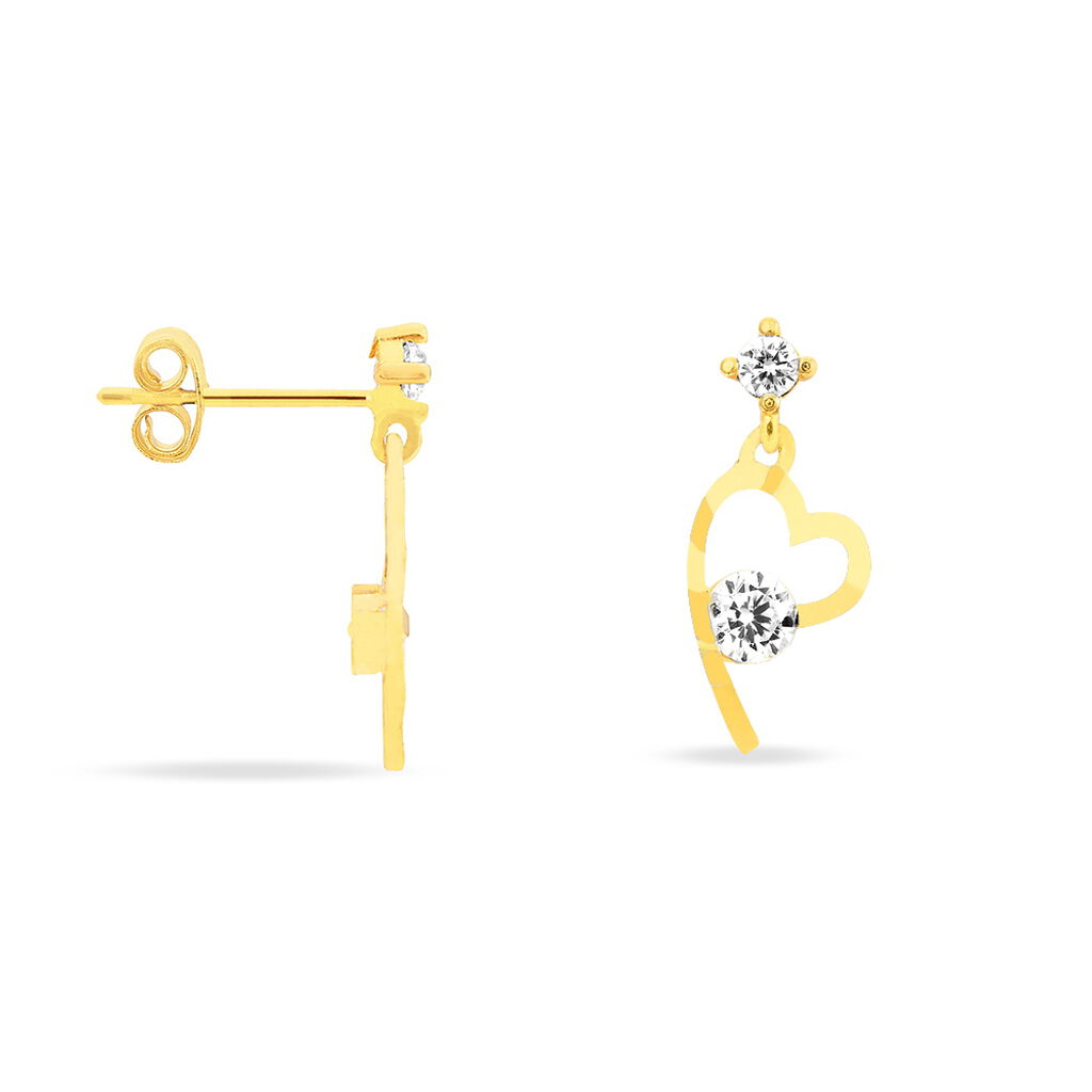Boucles D'oreilles Pendantes Romance Or Jaune Oxyde De Zirconium - Boucles d'oreilles pendantes Femme | Histoire d’Or