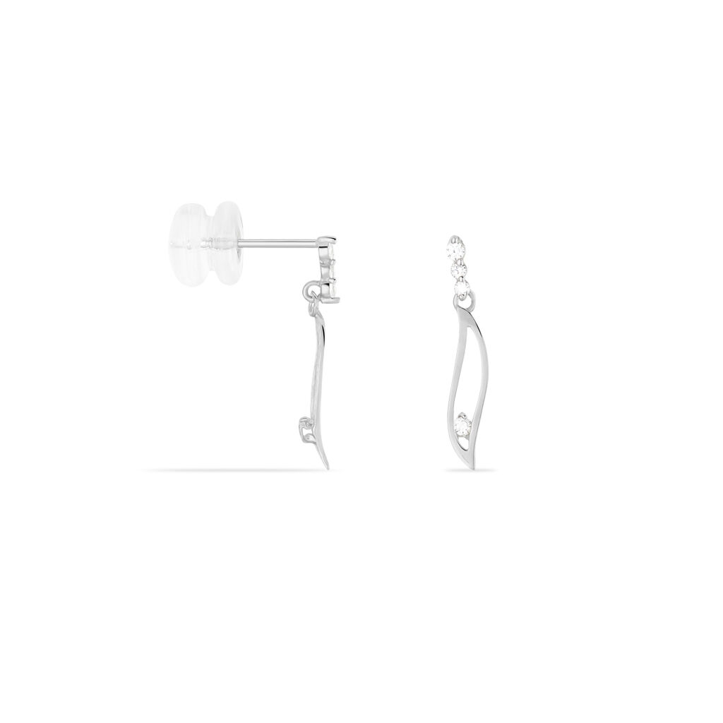 Boucles D'oreilles Pendantes Ysanna Or Blanc Oxyde De Zirconium - Boucles d'oreilles pendantes Femme | Histoire d’Or