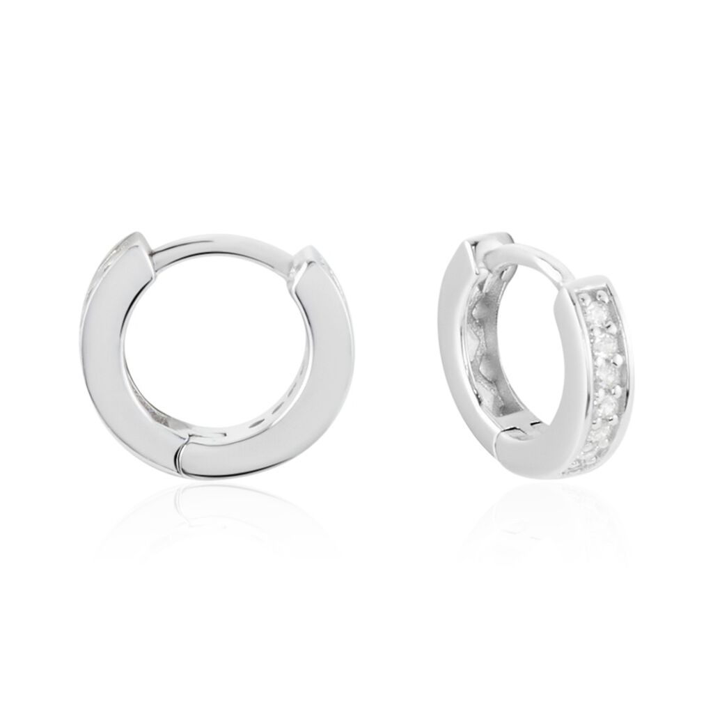 Cr&eacute;oles Alexa Argent Blanc Oxyde De Zirconium - Boucles d'oreilles cr&eacute;oles Femme | Histoire d&rsquo;Or