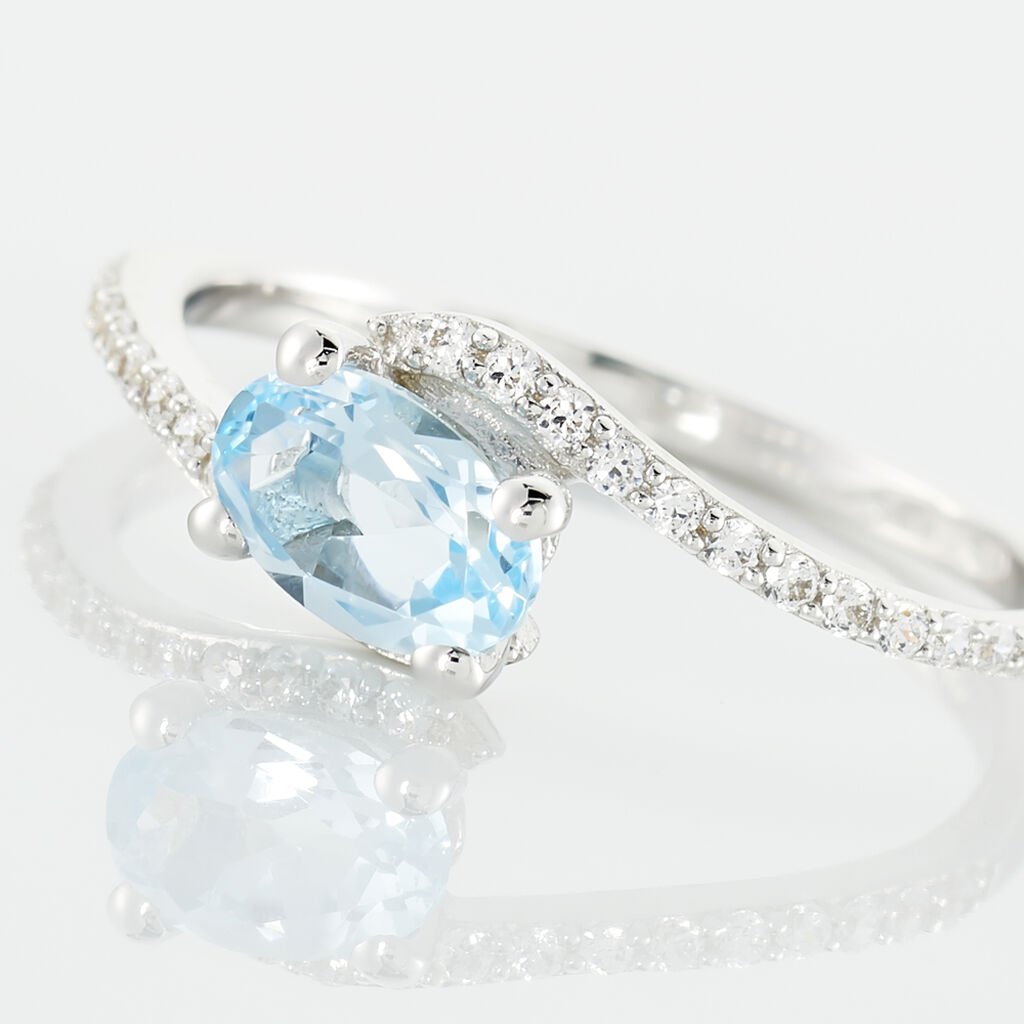 Bague Loriane Or Blanc Topaze Et Oxyde De Zirconium - Bagues solitaires Femme | Histoire d&rsquo;Or