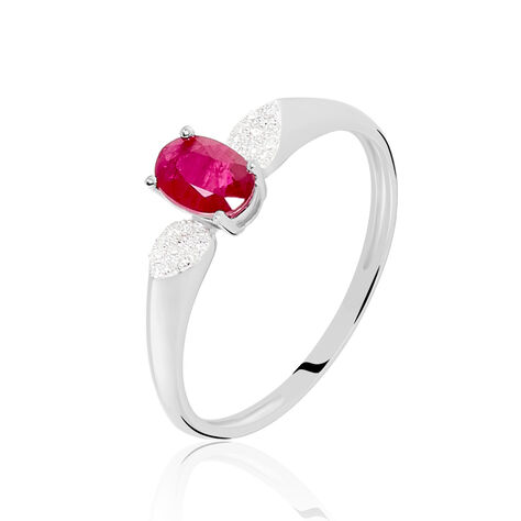 Bague Edgina Or Blanc Rubis Et Diamant - Bagues solitaires Femme | Histoire d’Or