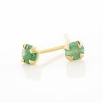 Boucles D'oreilles Puces Jardin Serti Griffe Or Jaune Emeraude - Clous d'oreilles Femme | Histoire d&rsquo;Or