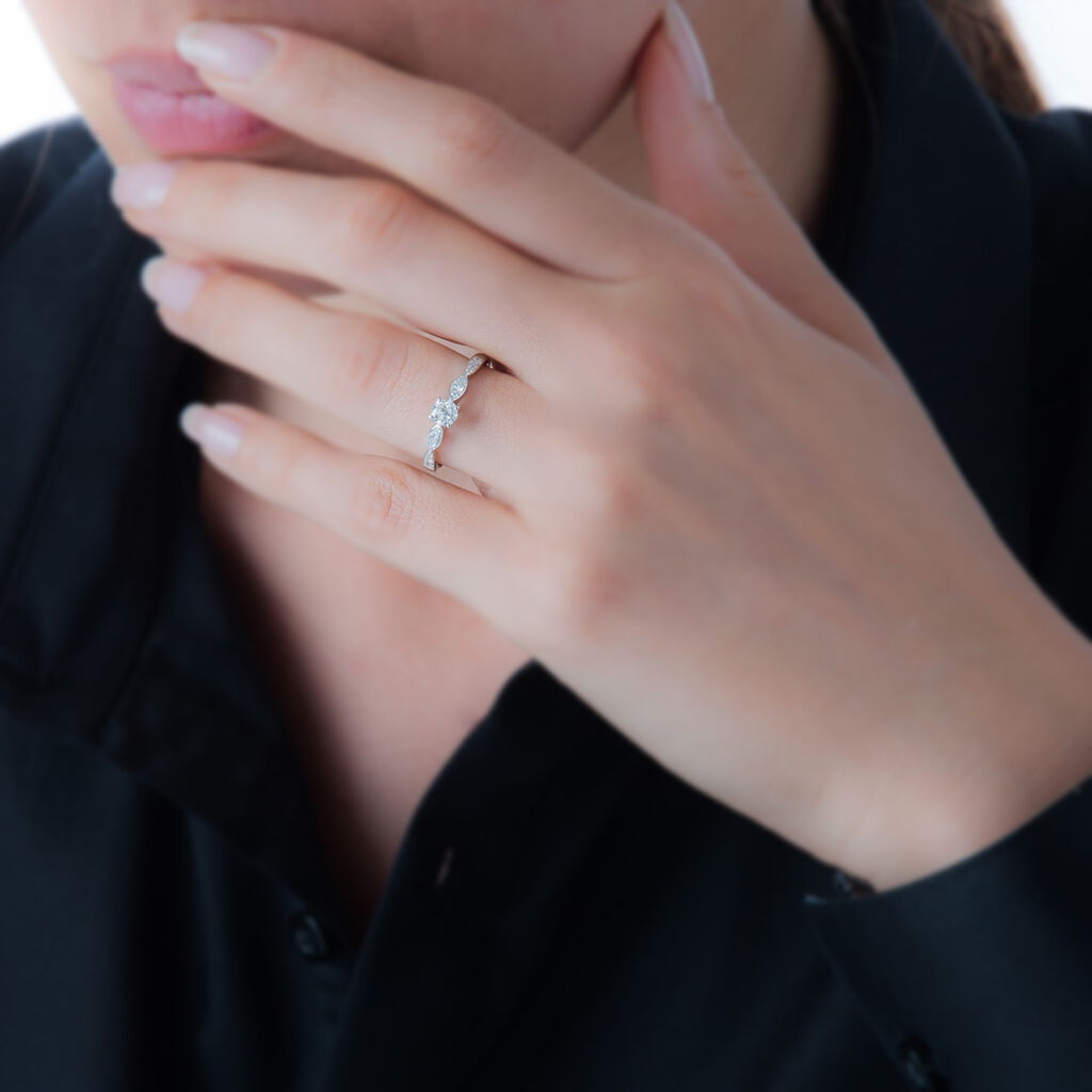 Bague Solitaire Etoile Or Blanc Diamant - Bagues solitaires Femme | Histoire d’Or