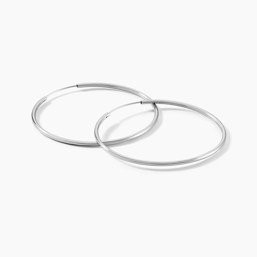 Créoles Argent Blanc Olympia - Boucles d'oreilles créoles Femme | Histoire d’Or