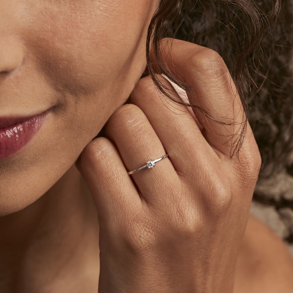 Bague Solitaire 1er Solitaire Argent Blanc Oxyde De Zirconium - Bagues solitaires Femme | Histoire d’Or