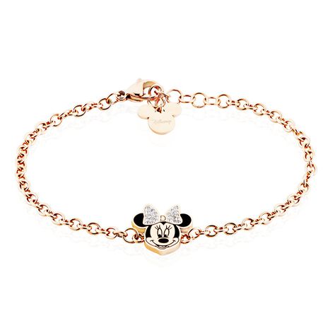 Bracelet Disney Acier Doré Rose Cristaux - Bracelets fantaisie Femme | Histoire d’Or