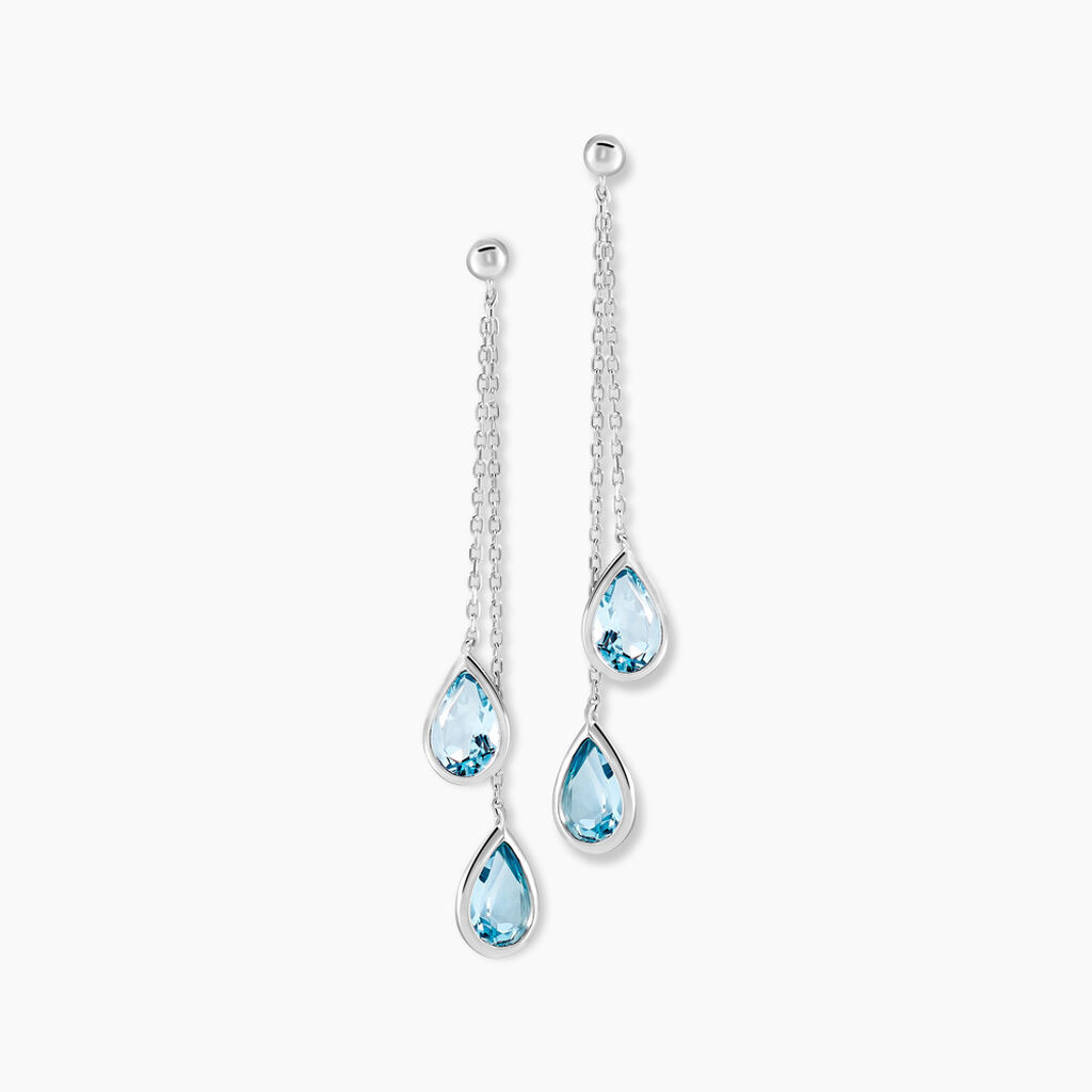 Boucles D'oreilles Pendantes Carlyn Or Blanc Topaze - Boucles d'oreilles pendantes Femme | Histoire d’Or
