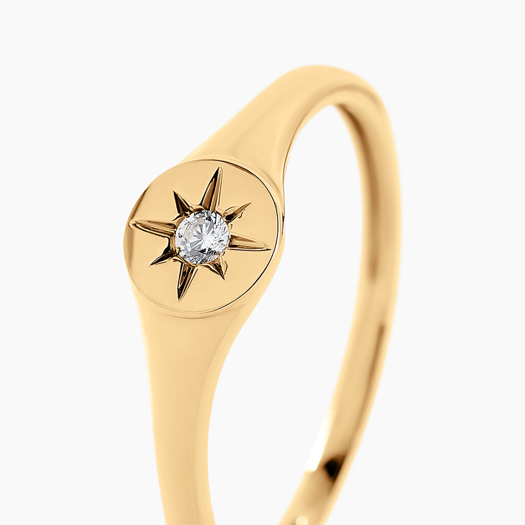 Chevalière Chauncey Or Jaune Oxyde De Zirconium - Bagues solitaires Femme | Histoire d’Or