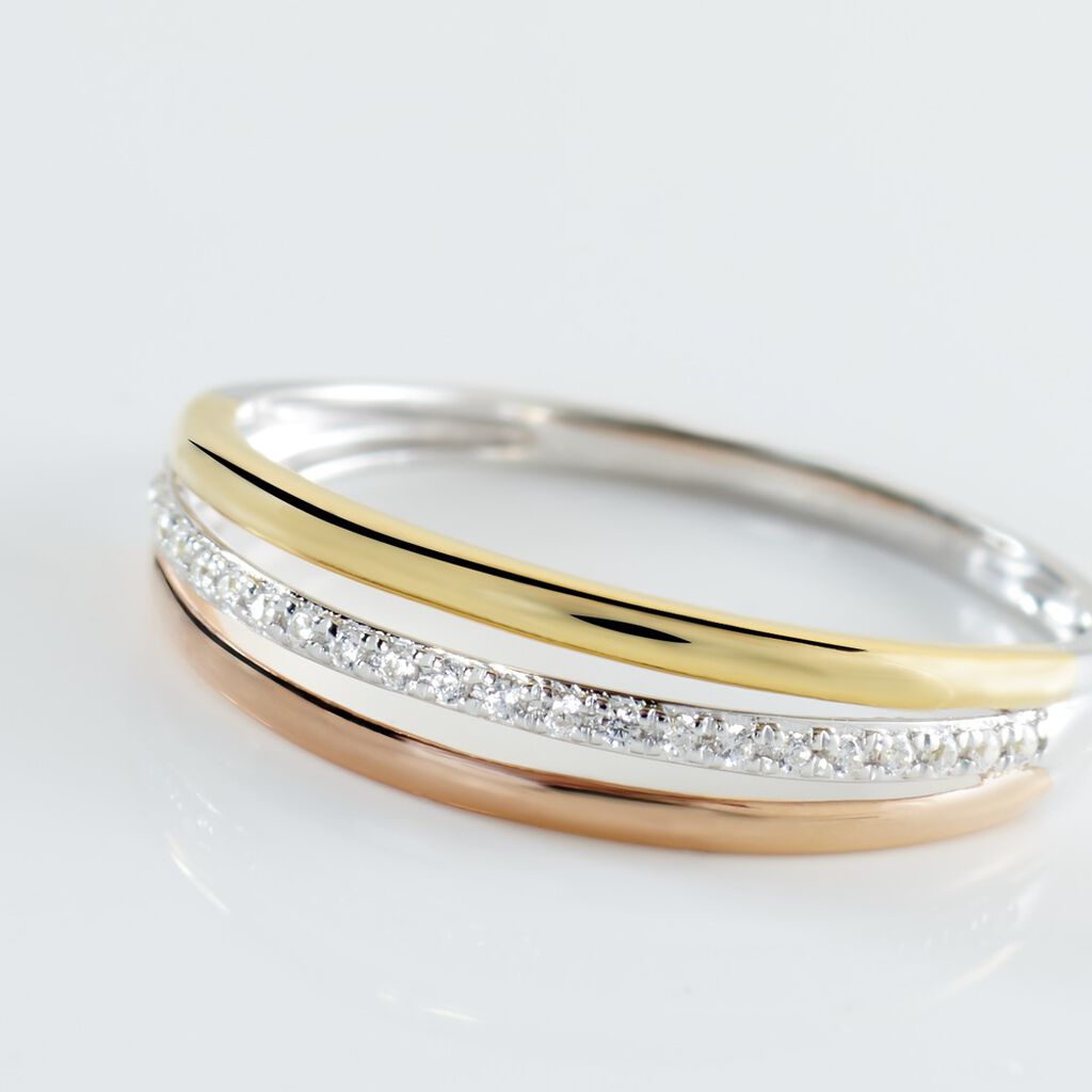Bague Or Tricolore Vanadis Diamants - Bagues avec pierre Femme | Histoire d&rsquo;Or