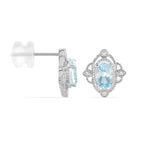 Boucles D'oreilles Puces Amance Or Blanc Topaze Et Oxyde De Zirconium - Clous d'oreilles Femme | Histoire d&rsquo;Or