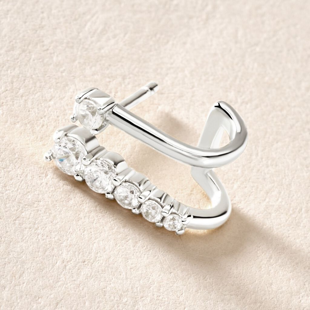 Boucle D'oreille Unitaire Minty Argent Blanc Oxyde De Zirconium - Boucles d'oreilles créoles Femme | Histoire d’Or