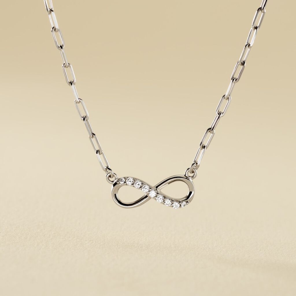 Collier Bastin Argent Blanc Oxyde De Zirconium - Colliers fantaisie Femme | Histoire d’Or