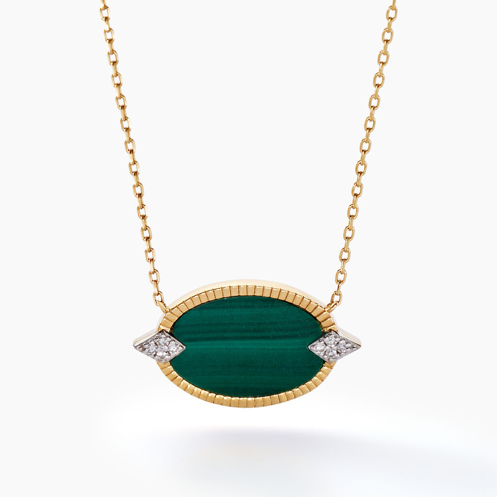 Collier Tahina Or Jaune Malachite Diamant - Colliers Femme | Histoire d&rsquo;Or