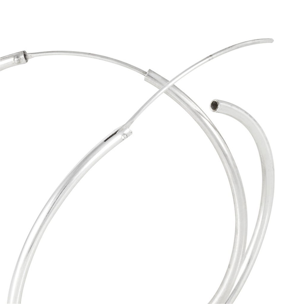 Créoles Argent Blanc Olympia - Boucles d'oreilles créoles Femme | Histoire d’Or