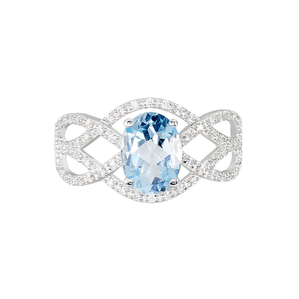 Bague Tina Or Blanc Topaze Et Oxyde De Zirconium - Bagues solitaires Femme | Histoire d’Or