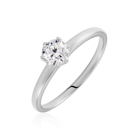 Bague Solitaire Natalia Or Blanc Diamant Synthetique - Bagues solitaires Femme | Histoire d’Or