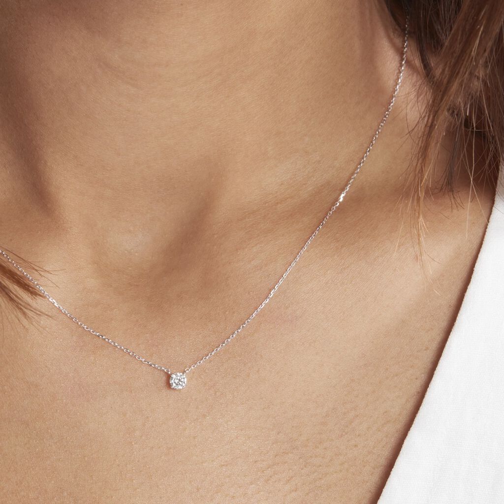Collier Or Blanc Aphrodite Diamant Synthétique - Colliers Femme | Histoire d’Or