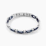 Bracelet Jourdan Wild Acier Blanc Et Bleu - Bracelets cha&icirc;ne Homme | Histoire d&rsquo;Or
