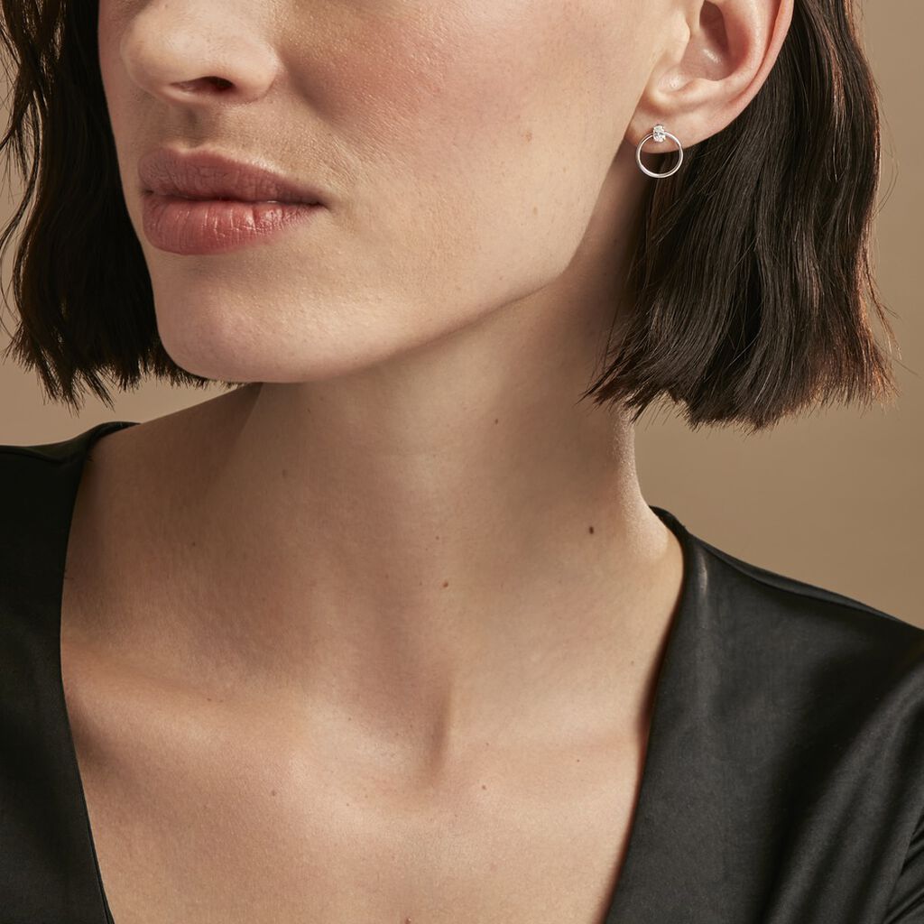 Créoles Kip Or Blanc Oxyde De Zirconium - Boucles d'oreilles créoles Femme | Histoire d’Or