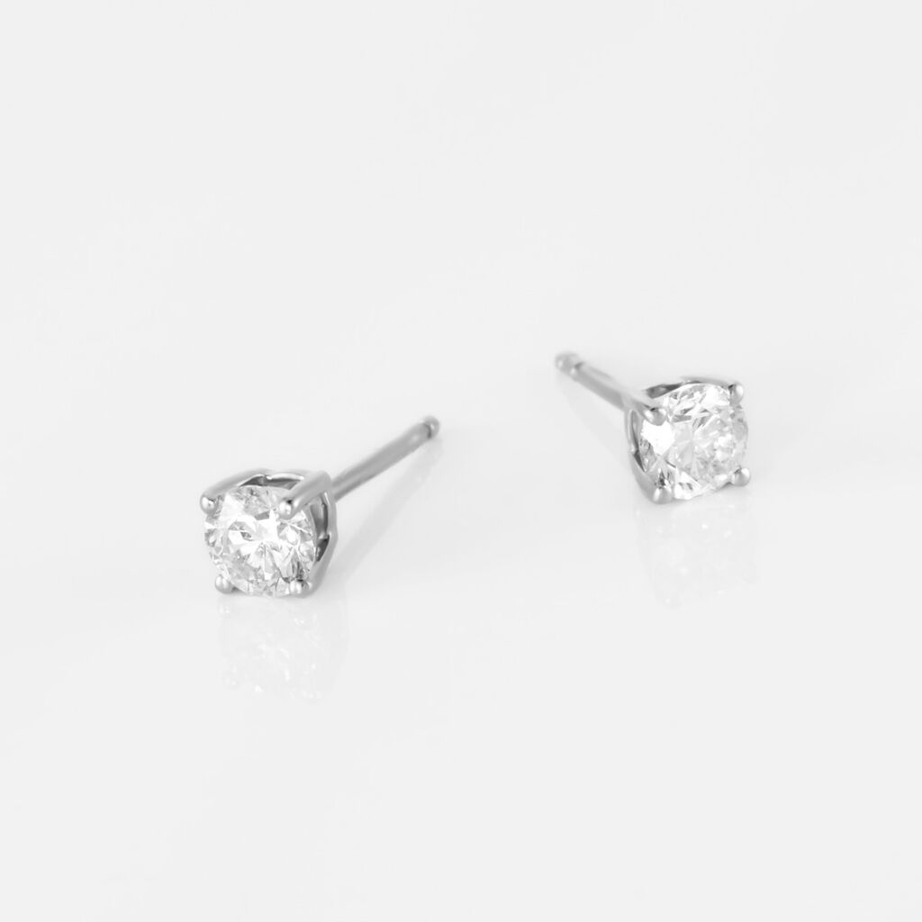 Boucles D'oreilles Puces Victoria Or Blanc Diamant - Clous d'oreilles Famille | Histoire d’Or