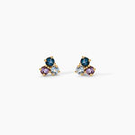 Boucles D'Oreilles Puces Joanne Argent Dor&eacute; A L'Or 750/1000 Topaze Am&eacute;thyste - Clous d'oreilles Femme | Histoire d&rsquo;Or