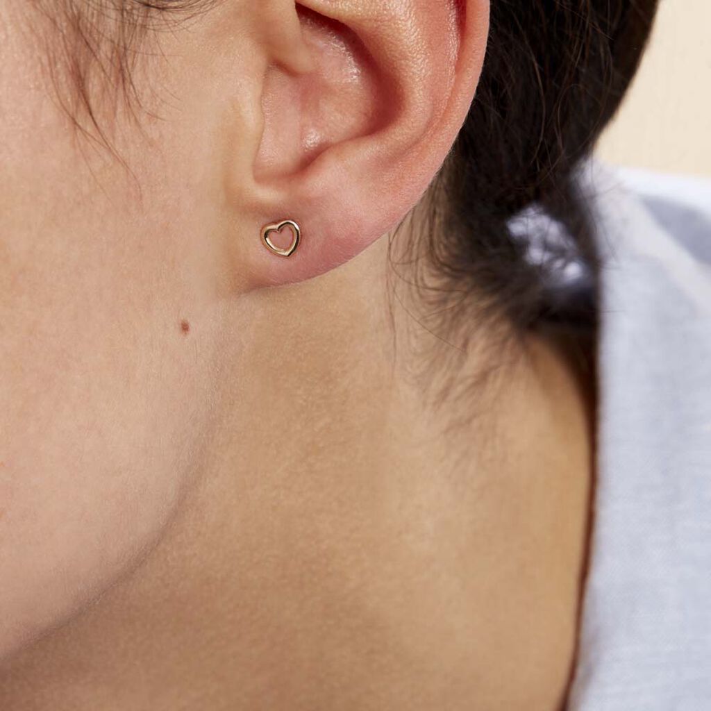Boucles D'oreilles Puces Anne-maudae Coeurs Or Jaune - Clous d'oreilles Femme | Histoire d’Or