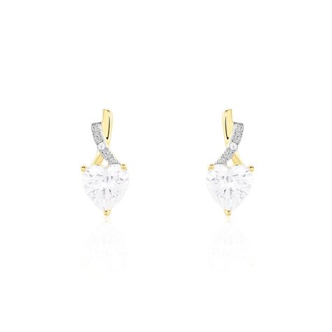Boucles D'oreilles Puces Clothilde Or Jaune Oxyde De Zirconium - Clous d'oreilles Femme | Histoire d’Or