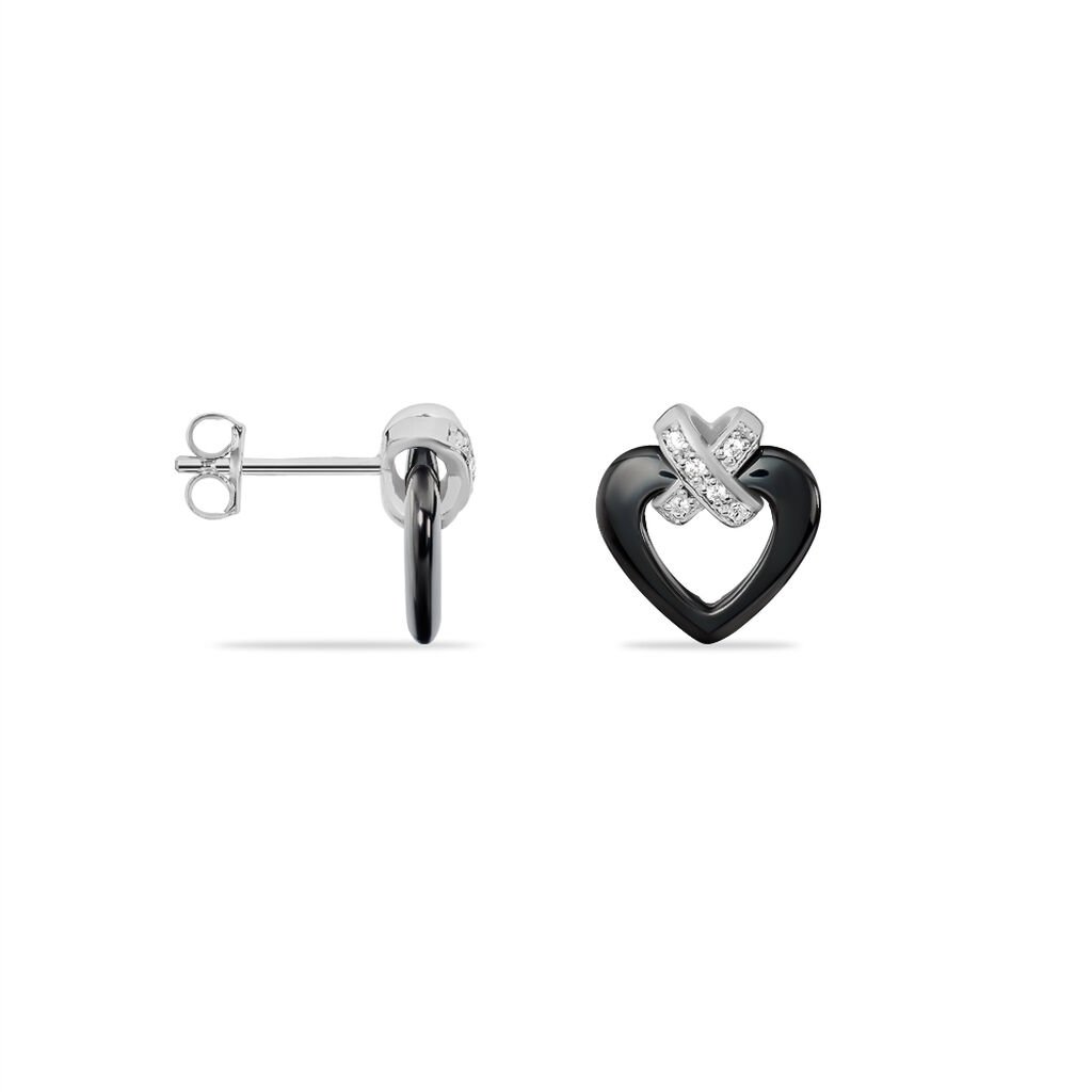Boucles D'oreilles Puces Nolwen Argent  Céramique Oxyde De Zirconium - Boucles d'oreilles fantaisie Femme | Histoire d’Or
