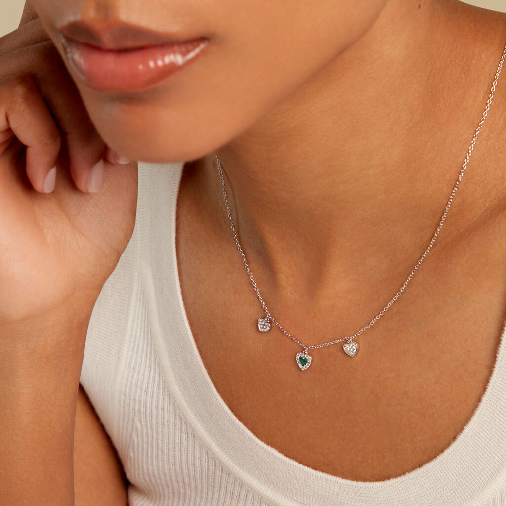 Collier Serment D'Argent Argent Blanc Malachite Oxyde De Zirconium - Colliers fantaisie Femme | Histoire d&rsquo;Or