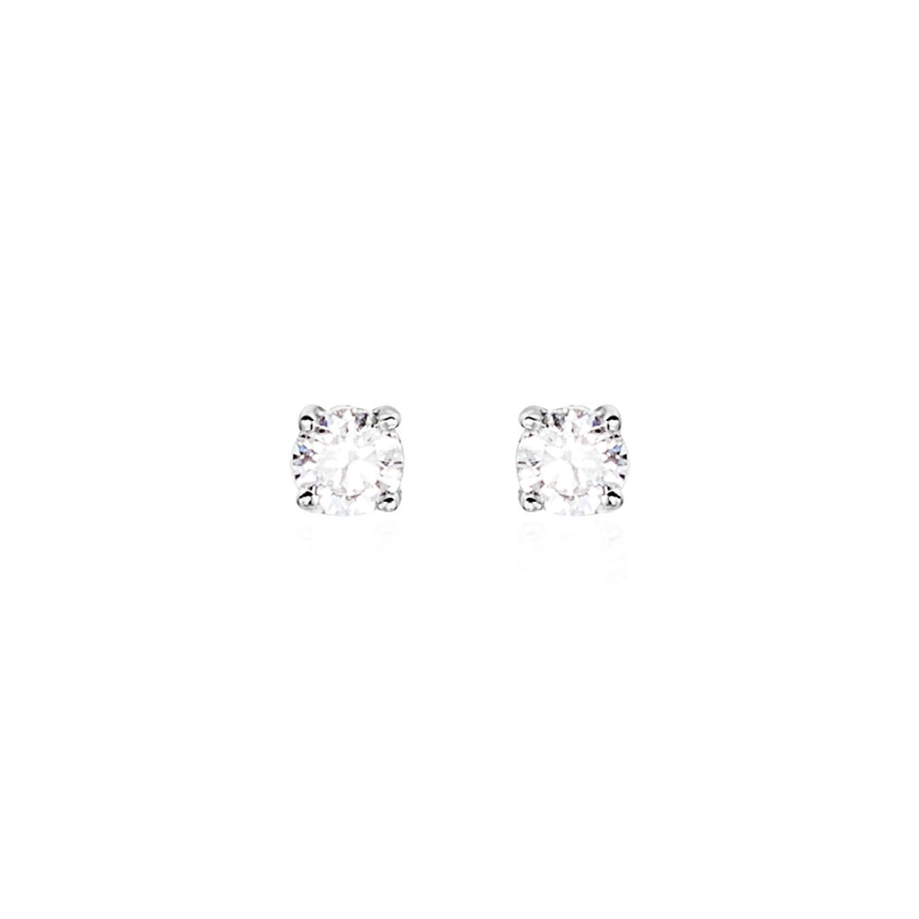 Boucles D'oreilles Puces Victoria Or Blanc Diamant - Clous d'oreilles Femme | Histoire d&rsquo;Or