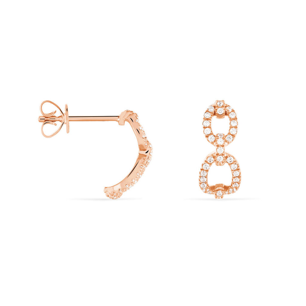 Créoles Anfal Rondes Or Rose Oxyde De Zirconium - Boucles d'oreilles créoles Femme | Histoire d’Or