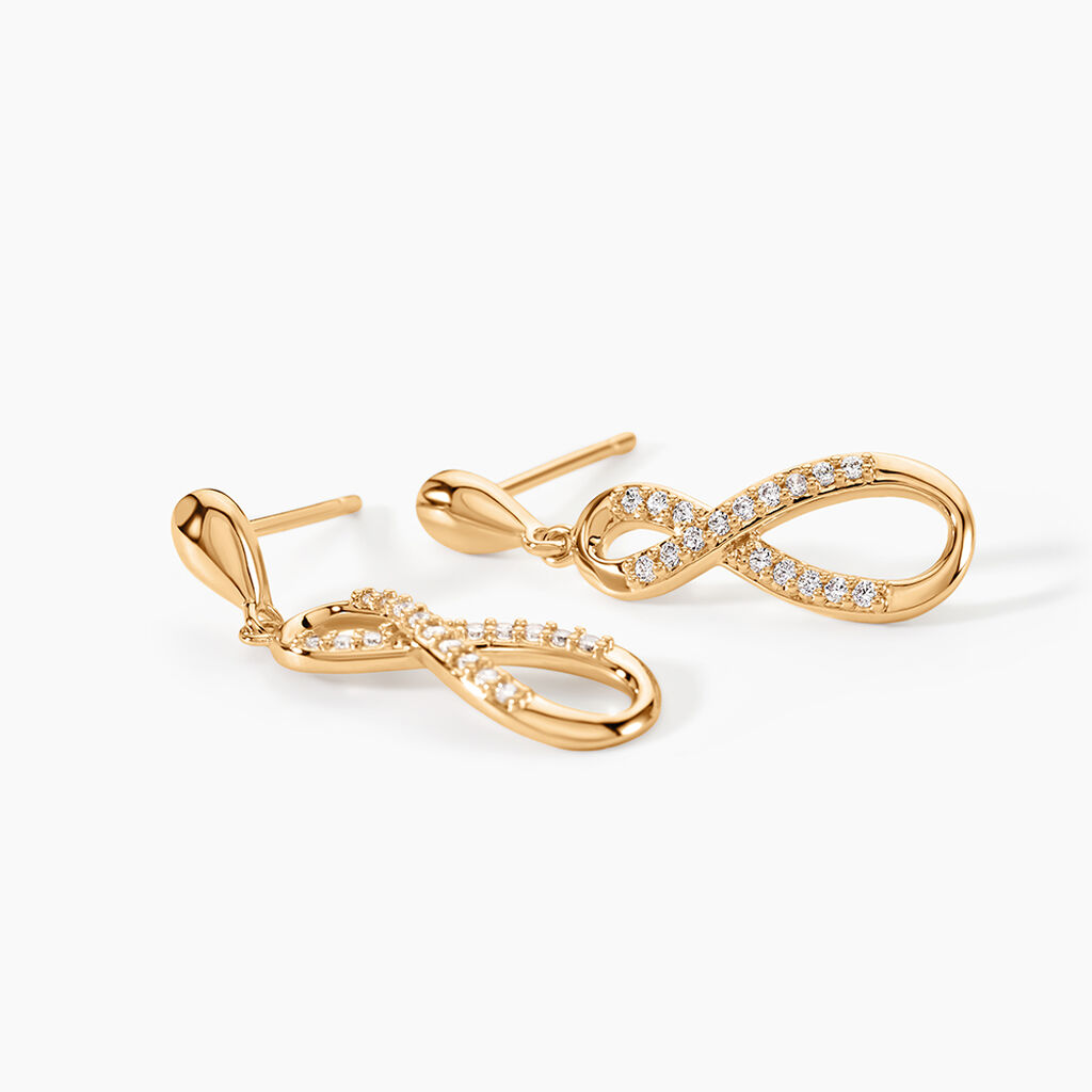 Boucles D'oreilles Pendantes Dunya Plaqu&eacute; Or Jaune Oxyde De Zirconium - Boucles d'oreilles fantaisie Femme | Histoire d&rsquo;Or