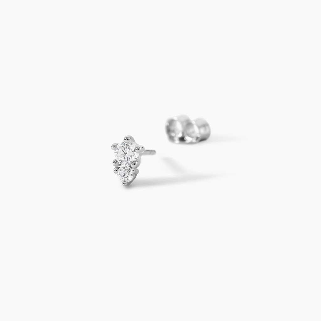 Boucles D'oreilles Puces Almira Argent Blanc Oxyde De Zirconium - Boucles d'oreilles fantaisie Femme | Histoire d&rsquo;Or