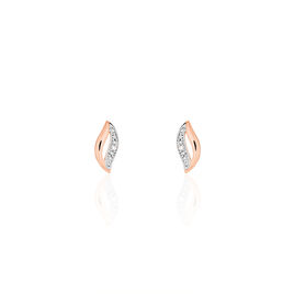 Boucles D'oreilles Puces Smeralda Or Rose Diamant - Clous d'oreilles Femme | Histoire d’Or