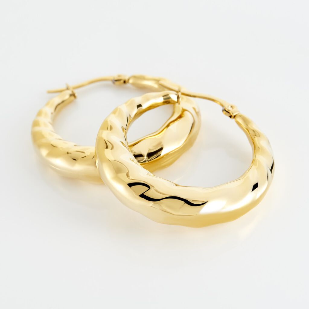 Créoles Acier Doré Ibbie - Boucles d'oreilles créoles Femme | Histoire d’Or