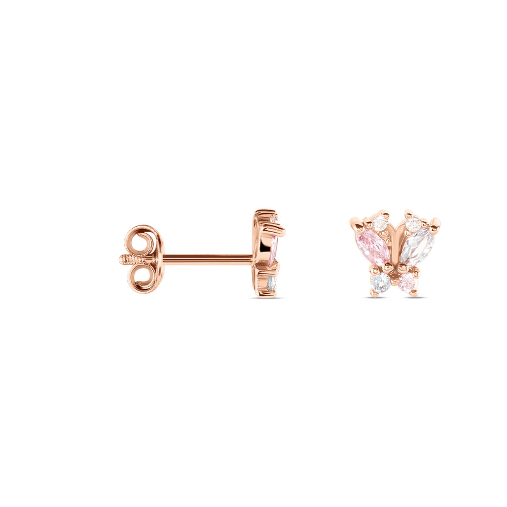 Boucles D'oreilles Puces Argent Rose Callisto Oxyde De Zirconium - Boucles d'oreilles fantaisie Femme | Histoire d’Or