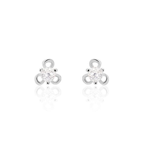 Boucles D'oreilles Puces Charlyne Argent Blanc Oxyde De Zirconium - Boucles d'oreilles fantaisie Femme | Histoire d&rsquo;Or
