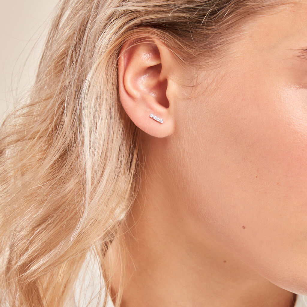 Boucles D'oreilles Puces Blitalia Or Blanc Diamant Synthétique - Clous d'oreilles Femme | Histoire d’Or
