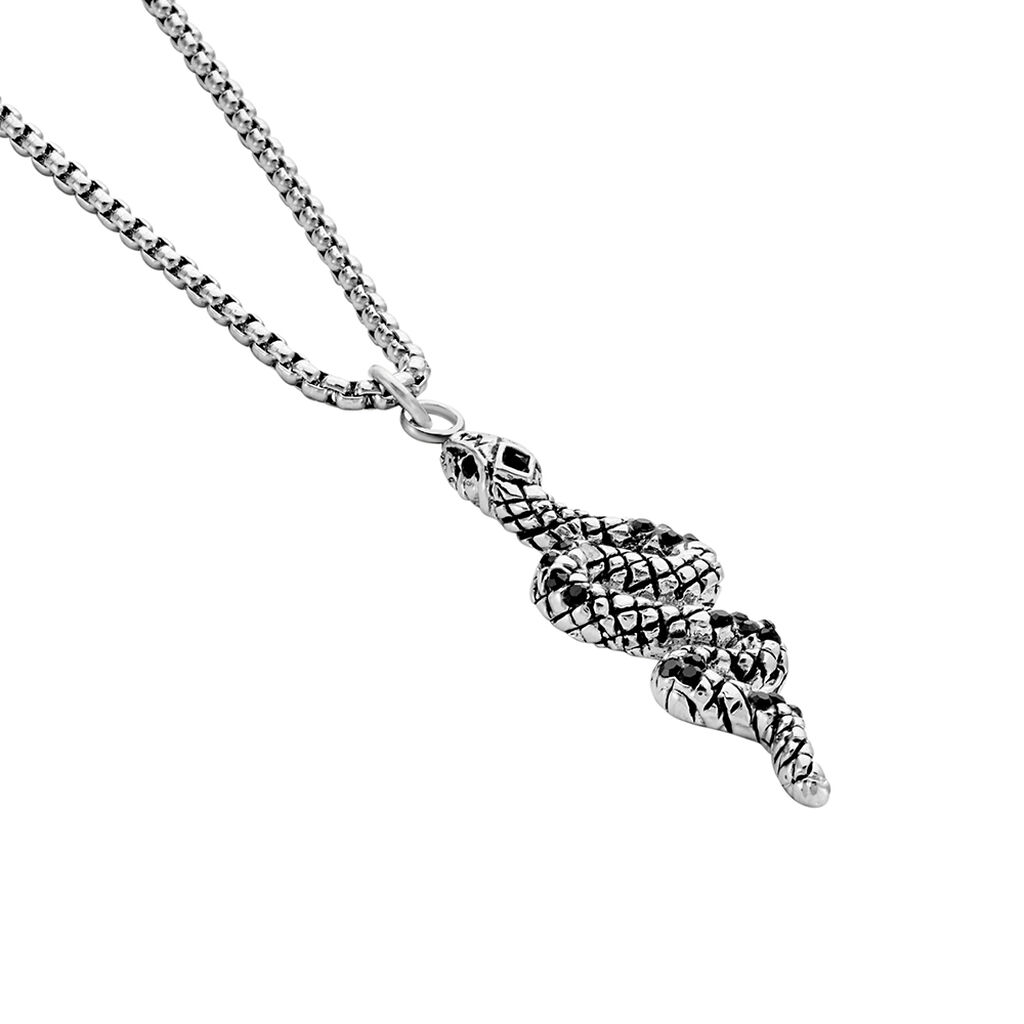 Collier Venin Acier Bicolore Oxyde De Zirconium - Colliers fantaisie Homme | Histoire d’Or